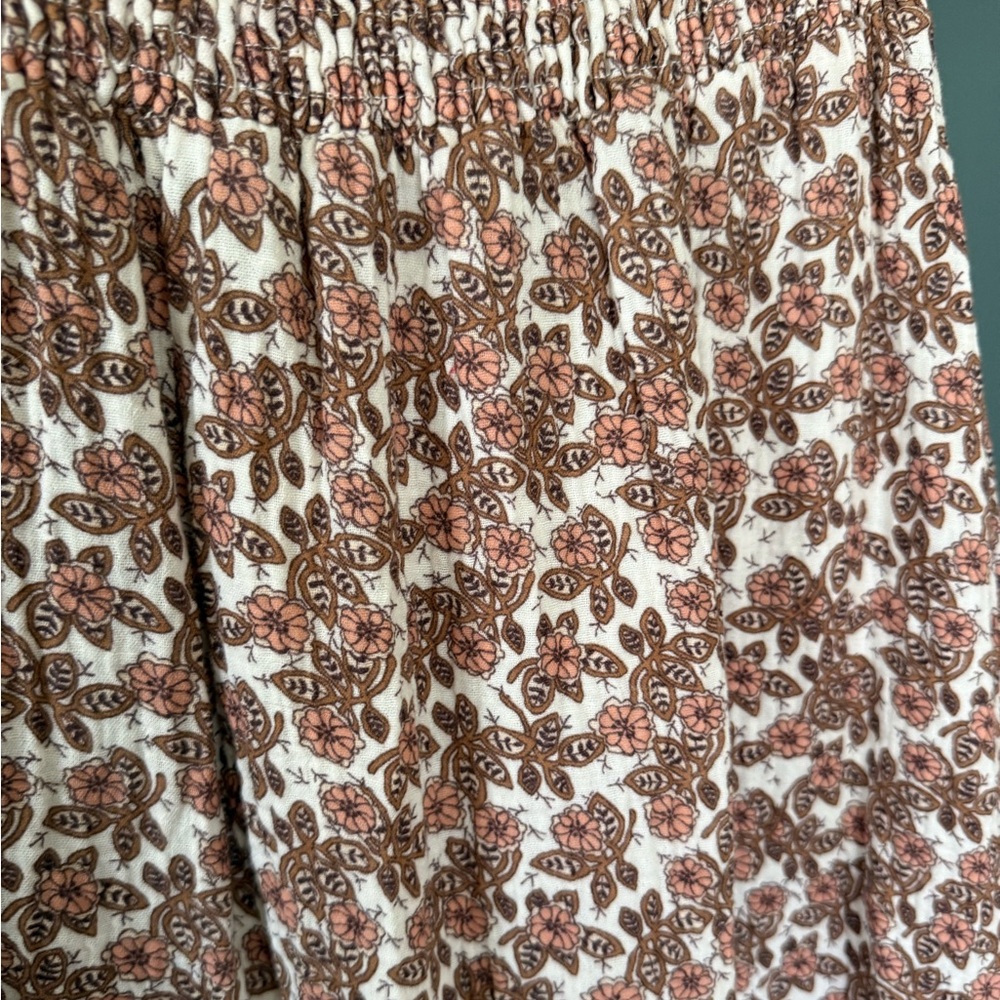 Cupcakes and Cashmere Pink Floral maxi skirt Ruffle Size Small - Picture 4 of 6